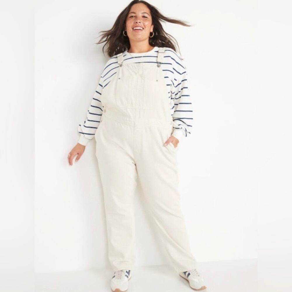 Old Navy Cream Ecru Dad Denim Overalls Sz.20 NWT